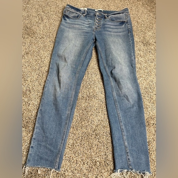 VIGOSS Ace Super Skinny Jeans Women's 27 Blue High Rise Ankle Slit Raw Hem - Picture 3 of 5